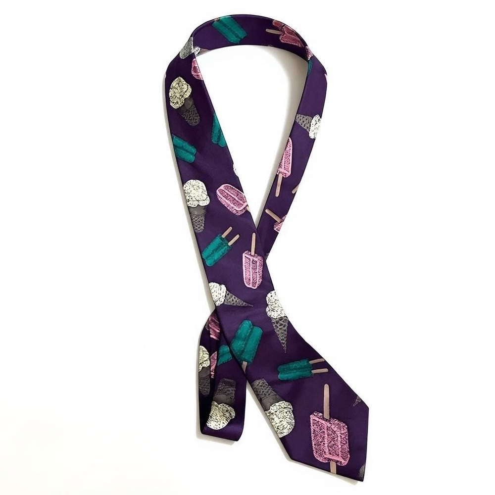 Ferrell Reed for the Locker Room Silk Tie Purple Ice Cream Cone Popsicle Print